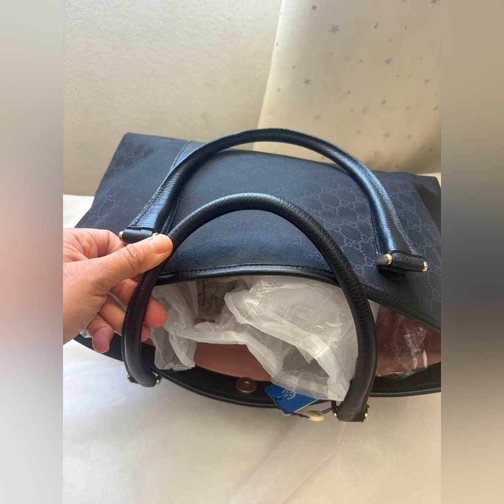 GUCCI GG Canvas Tote Bag Black Large Shopper Authentic Italy - Picture 12 of 16